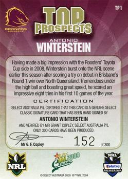 2009 Select Classic - Top Prospects #TP1 Antonio Winterstein Back